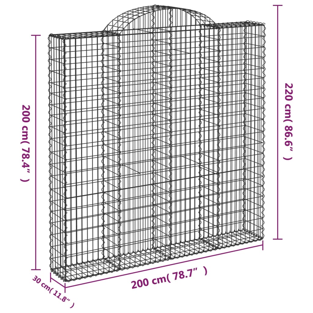Cestas De Gaviones 6 Uds Forma De Arco Hierro 200x30x200/220 Cm_5