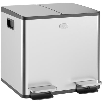Balde De Lixo Homcom Aço Inoxidável 410 E Plástico Pp Prata 41,7x36,6x43,2 Cm_0