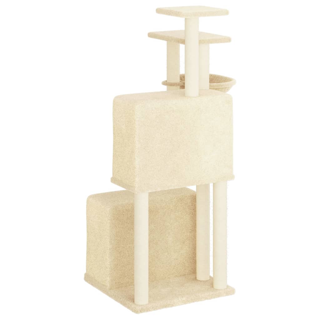 Rascador Para Gatos Con Postes De Sisal Color Crema 122 Cm_4