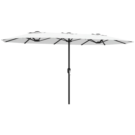 Sombrilla Doble Outsunny Metal, Poliéster Blanco 459x266x235 Cm_0