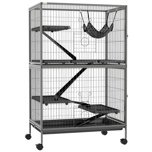 Jaula Para Animales Pawhut Acero, Pp Gris 80x52x128 Cm_0