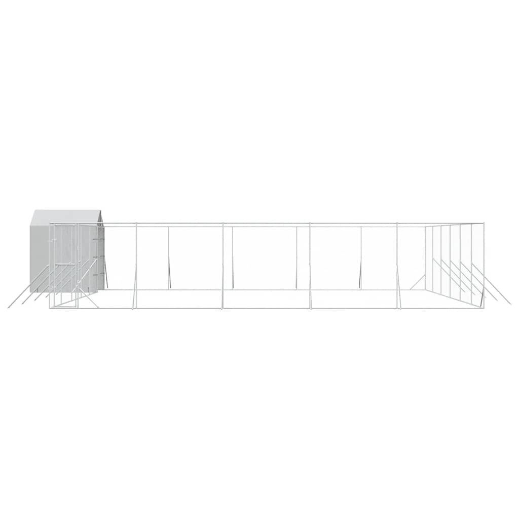 Perrera Exterior Con Toldo Acero Galvanizado Plata 12x12x2,5 M_3