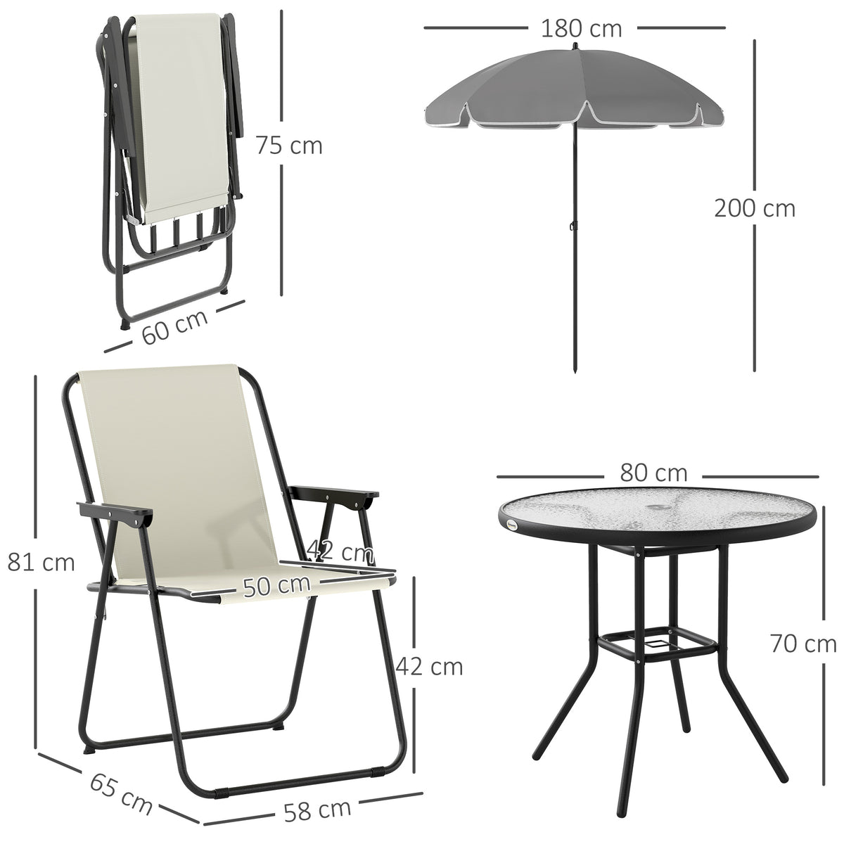 Outsunny Conjunto De Mesa Y Sillas Jardín De 6 Piezas Con Sillas Mesa Y Parasol_2