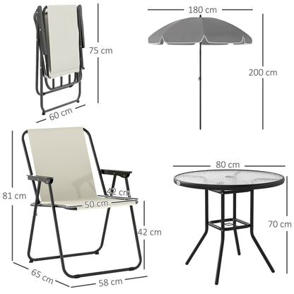 Outsunny Conjunto De Mesa Y Sillas Jardín De 6 Piezas Con Sillas Mesa Y Parasol_2