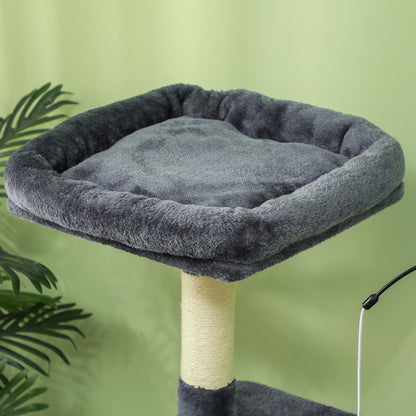Pawhut Árbol Rascador Para Gatos 134 Cm Con Nidos Plataformas Gris Oscuro_4