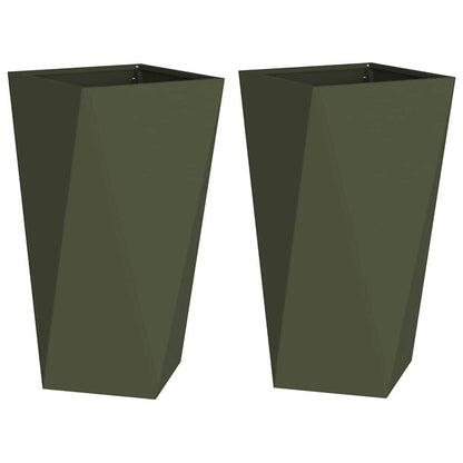 Jardinera 2 Pcs Verde Oliva 40 X 40 X 75 Cm Acero_0