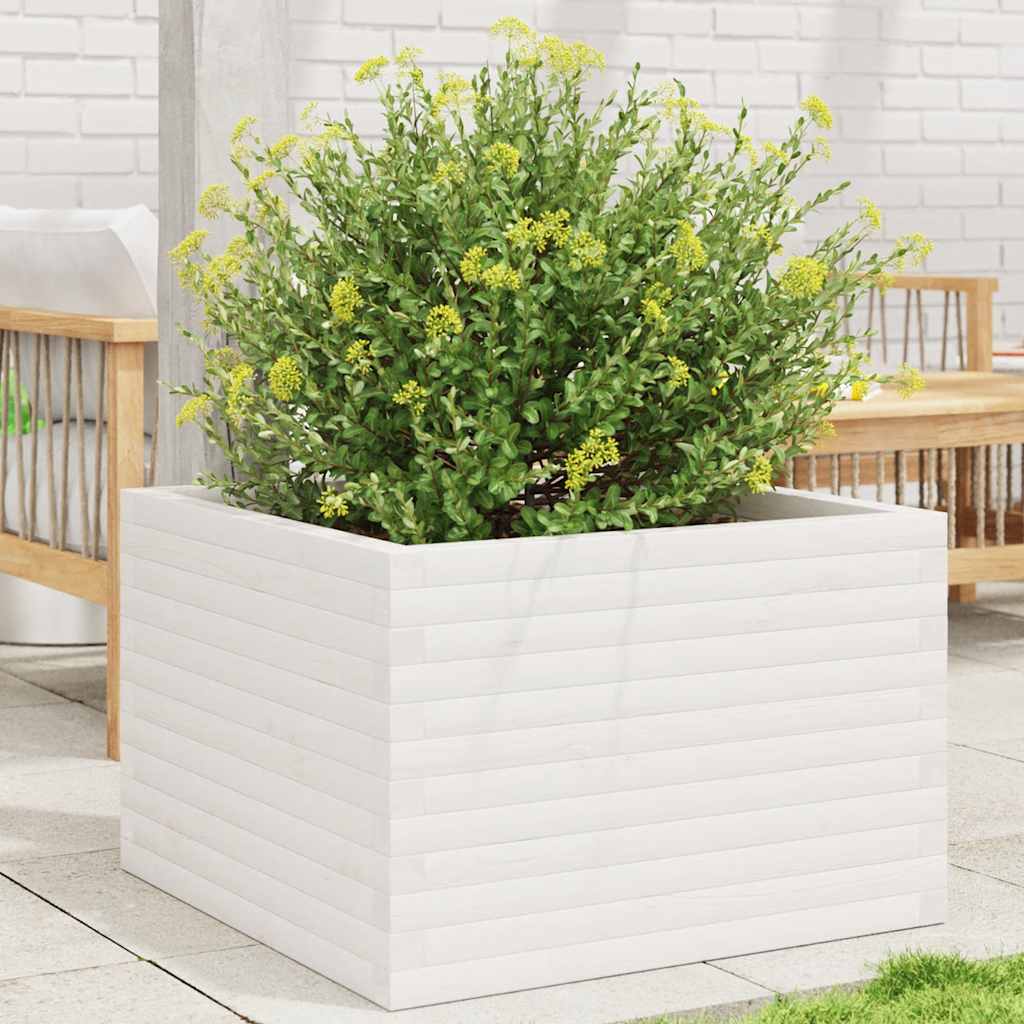 Jardinera Madera Maciza De Pino Blanco 70x70x46 Cm_1