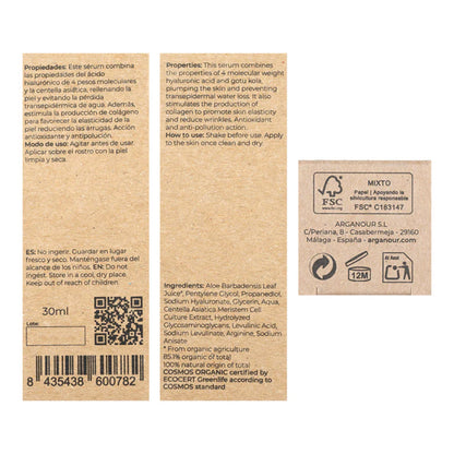 Serum facial Radiance Ácido hialuronico y centella asiática Arganour 30ml