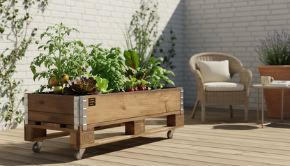 Bancal De Cultivo Pro De Madera De Pino Color Nogal Con Ruedas Urban Green Club - 120x80x40 Cm 200 L_2