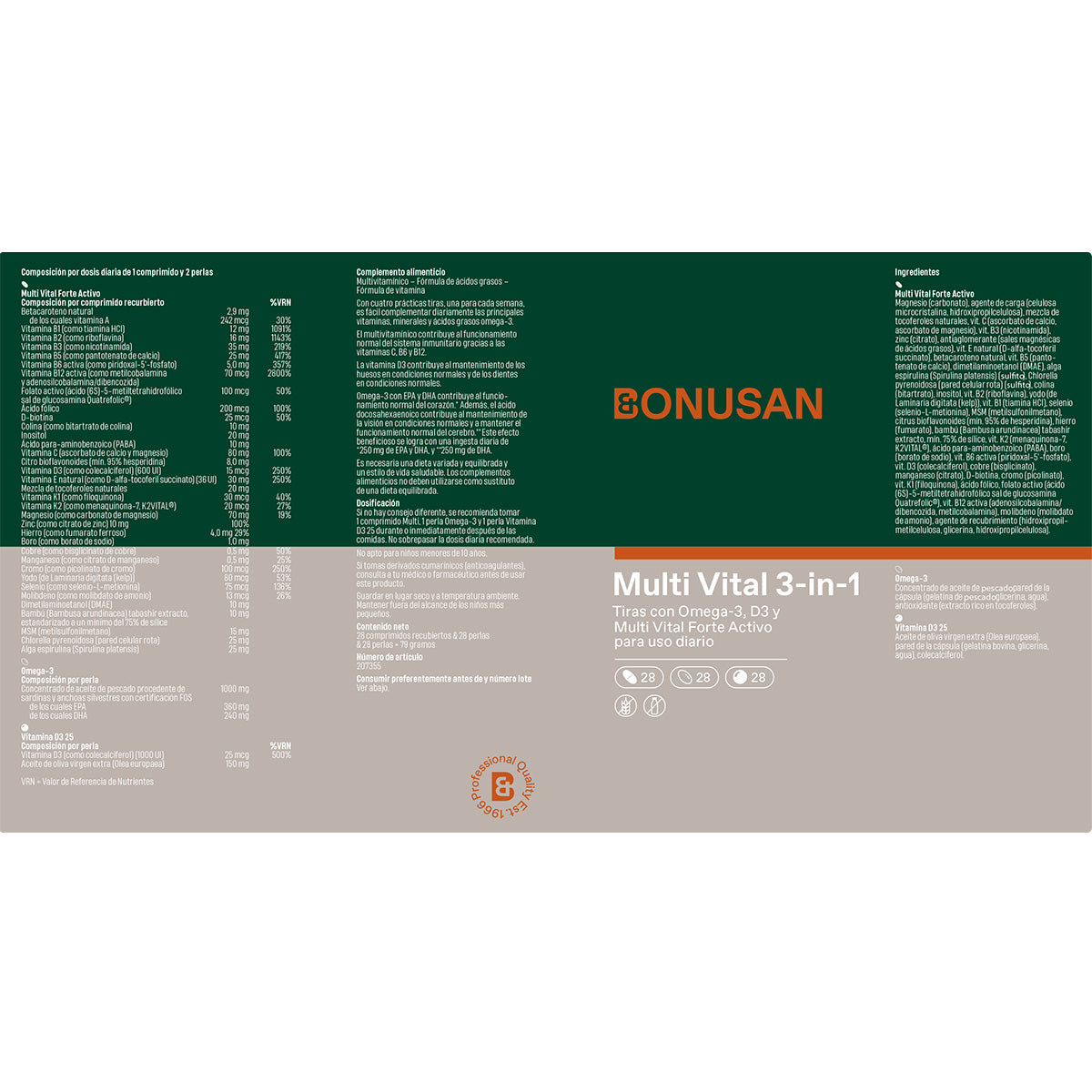 Multi Vital 3-in-1, Bonusan, 84 comprimidos