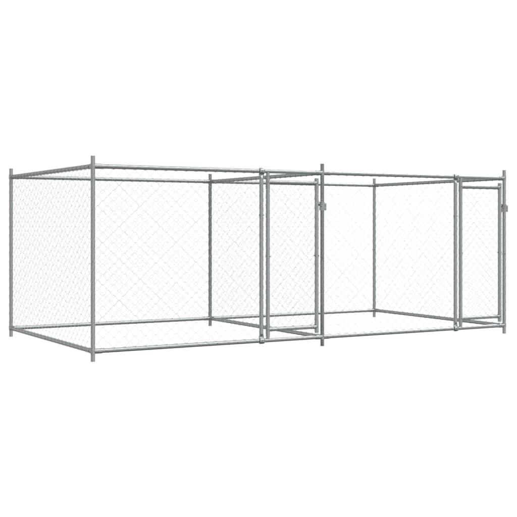 Jaula De Perros Con Puertas Acero Galvanizado Gris 4x2x1,5 M_0