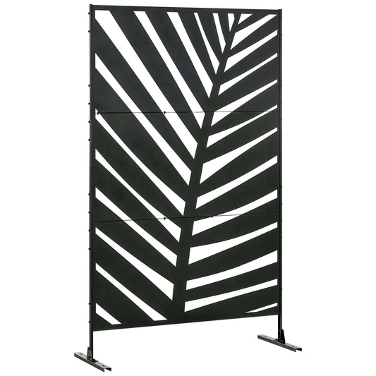 Outsunny Biombo Para Exterior De 3 Piezas Con Diseño De Hoja De Plátano Negro_0