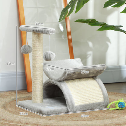 Pawhut Árbol Rascador Para Gatos Pequeños 43 Cm Con Poste Giratorio Con Bolas_2