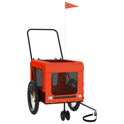 Remolque De Bicicleta Mascotas Hierro Tela Oxford Naranja Negro_3