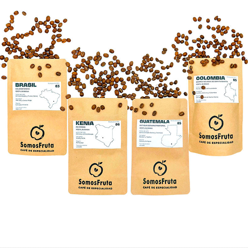Pack Café De Especialidad En Grano 4 Orígenes: Colombia, Brasil, Kenia, Guatemala_0
