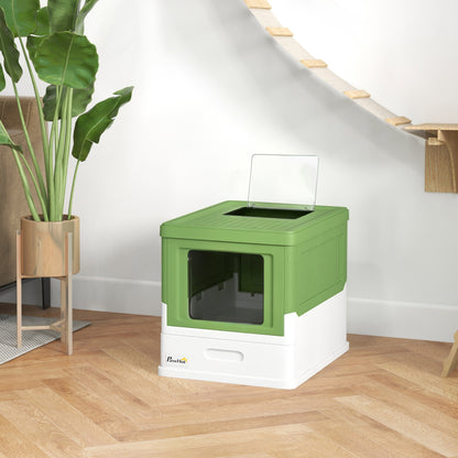 Pawhut Caja Arena Plegable Para Gatos Con Cubierta Desmontable 47,5x35,5x36,7 Cm_1