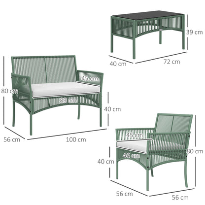 Conjunto De Jardín Outsunny Acero, Pe Verde Oscuro 100x56x80 Cm_2