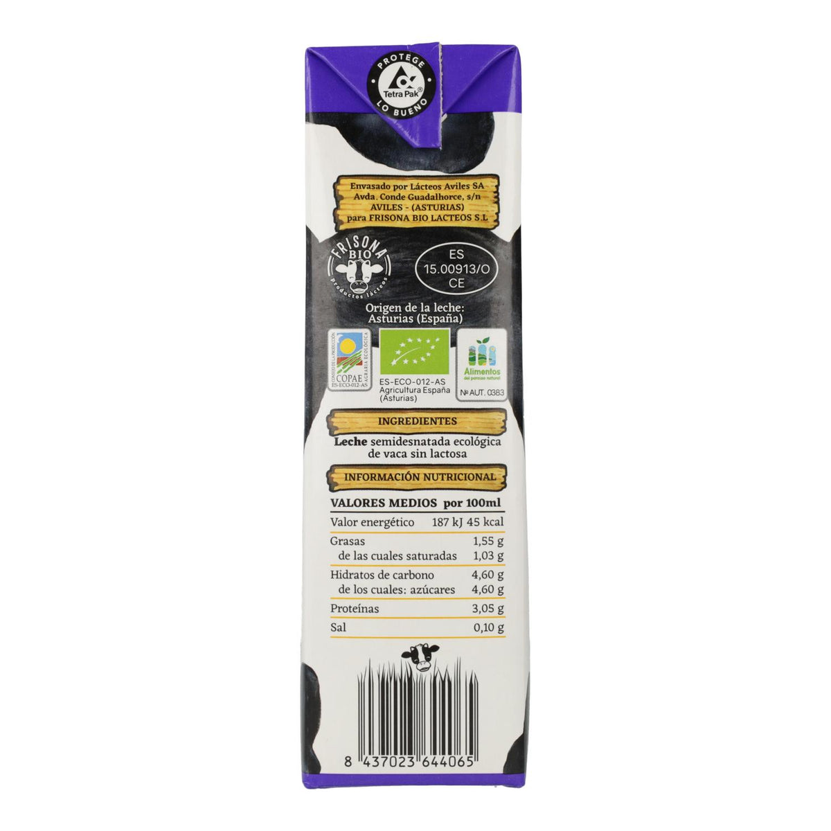 Leche Semi Desnatada Sin Lactosa Frisona Bio 1L