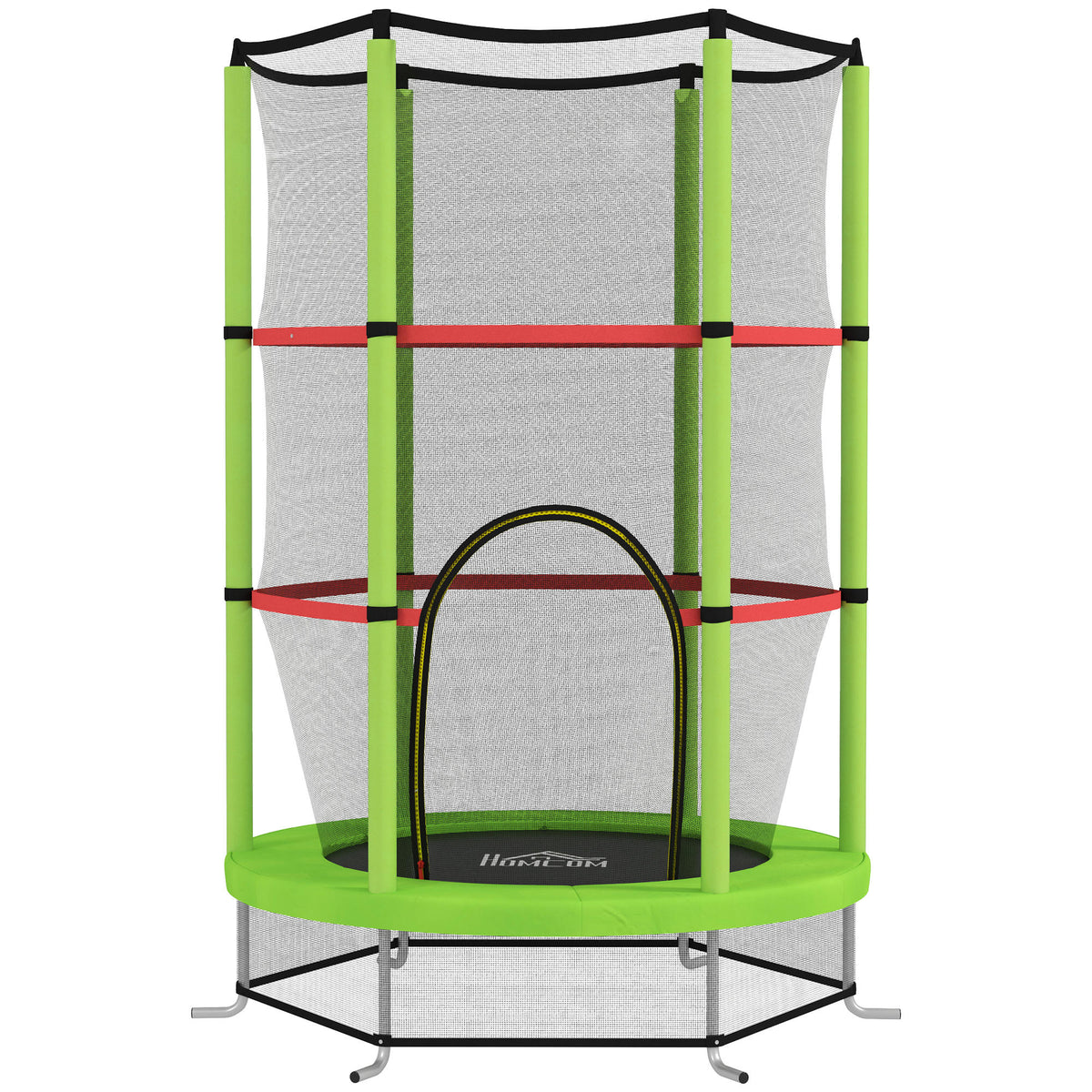 Homcom Cama Elástica Infantil Con Red De Seguridad Ø140x190 Cm Verde_0