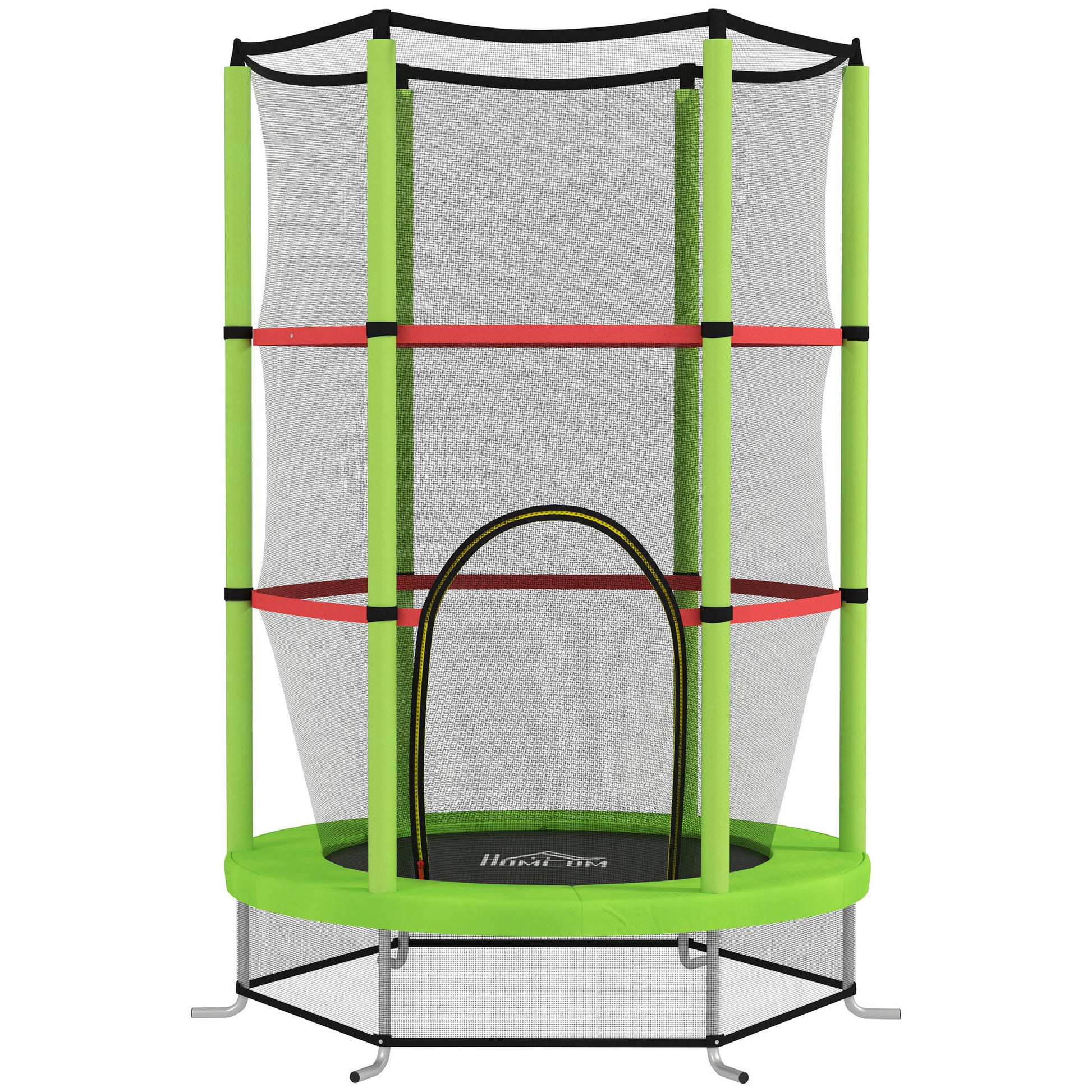 Homcom Cama Elástica Infantil Con Red De Seguridad Ø140x190 Cm Verde_0