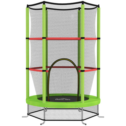 Homcom Cama Elástica Infantil Con Red De Seguridad Ø140x190 Cm Verde_0