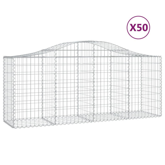 Cestas De Gaviones 50 Uds Forma De Arco Hierro 200x50x80/100 Cm_0