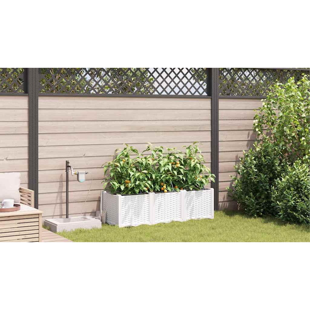 Macetero De Jardín 3 Uds. Blanco 120 X 40 X 37,5 Cm Pp_3