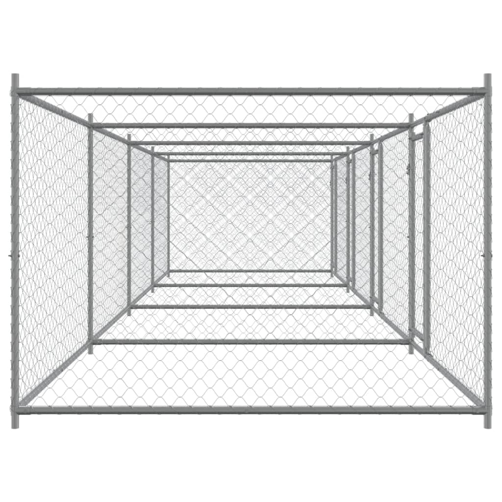 Jaula De Perros Con Puertas Acero Galvanizado Gris 8x2x1,5 M_4