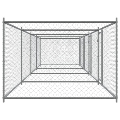 Jaula De Perros Con Puertas Acero Galvanizado Gris 8x2x1,5 M_4