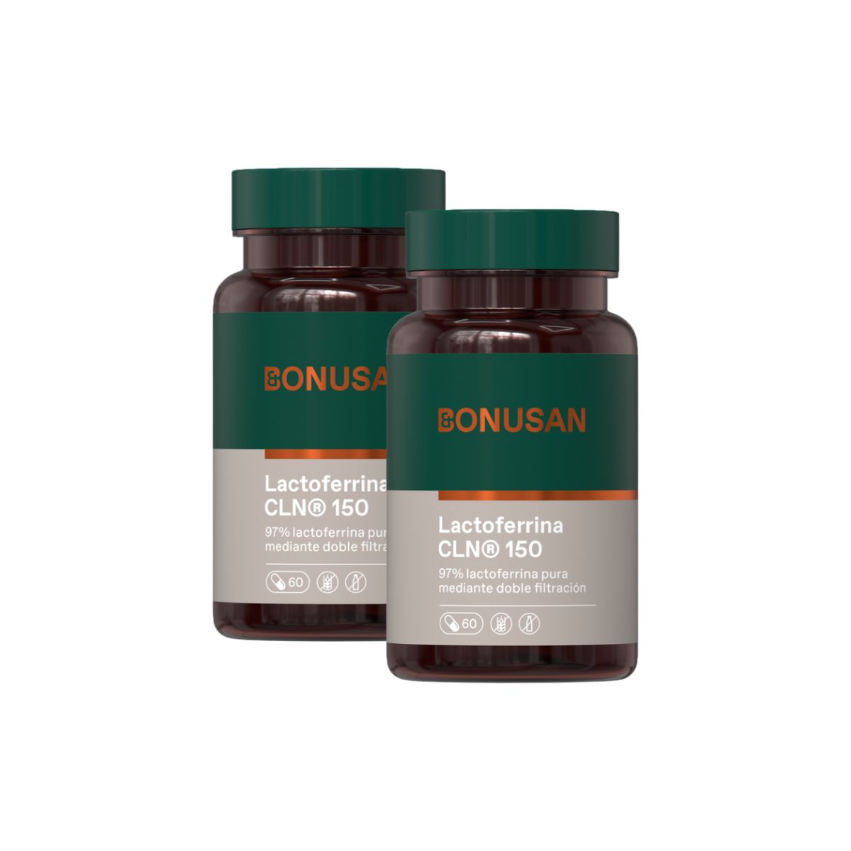 Pack 2x Lactoferrina 150 mg, Bonusan, 60 cápsulas vegetales