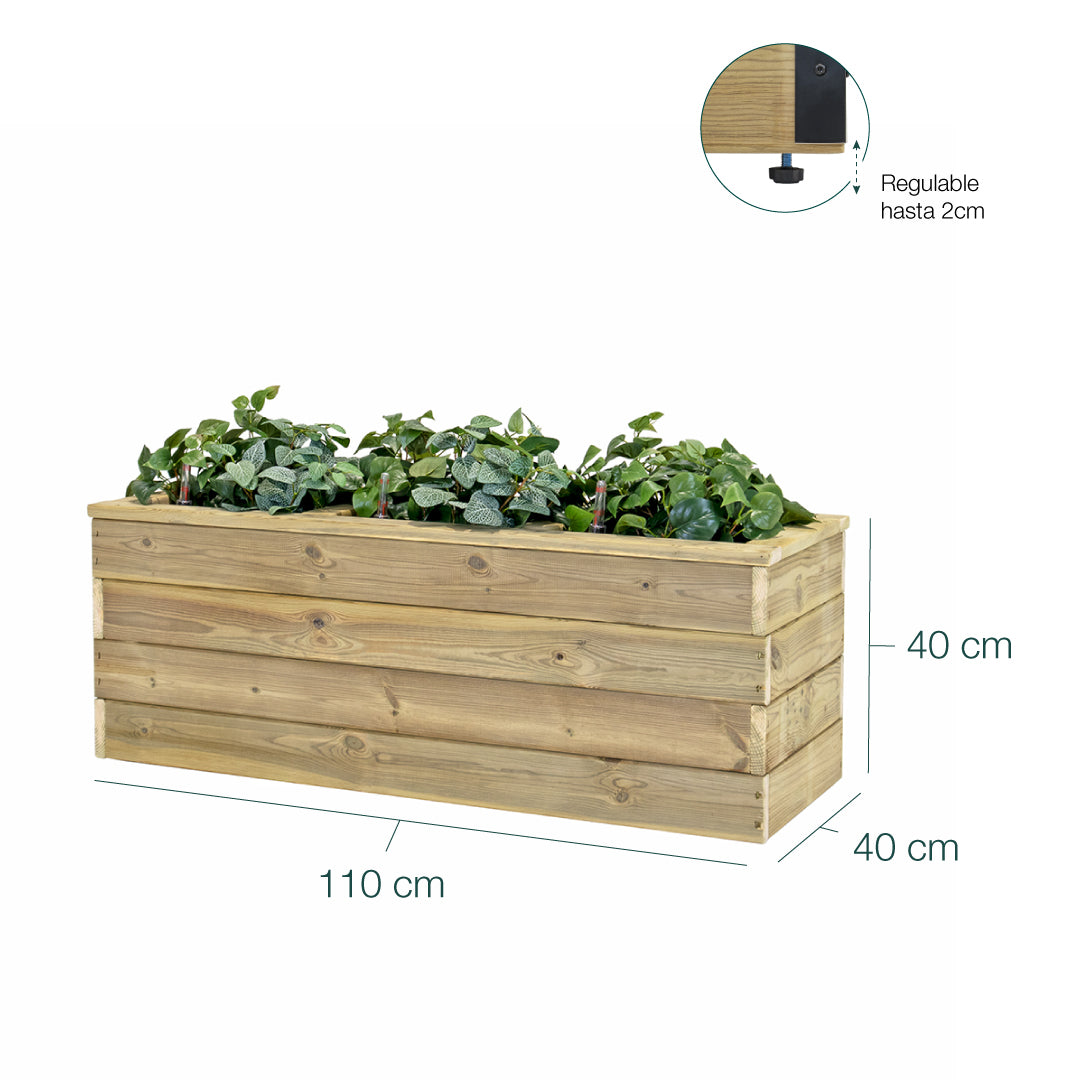 Jardinera Con Autorriego De Madera Nidum Basic Interior Y Exterior Hortalia 110x40x40 Cm_5