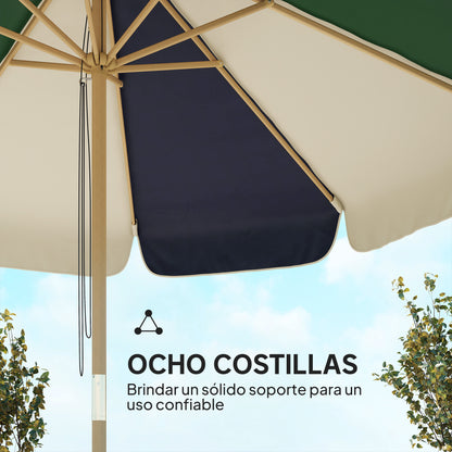 Sombrilla De Jardín Outsunny Poliéster, Metal Verde Oscuro_5