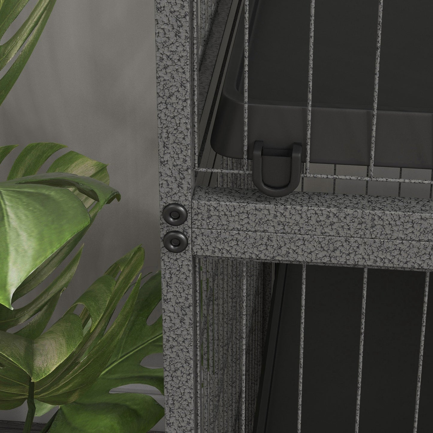 Pawhut Jaula Para Animales Pequeños De 4 Niveles Con Ruedas 80x52x128 Cm Gris_3