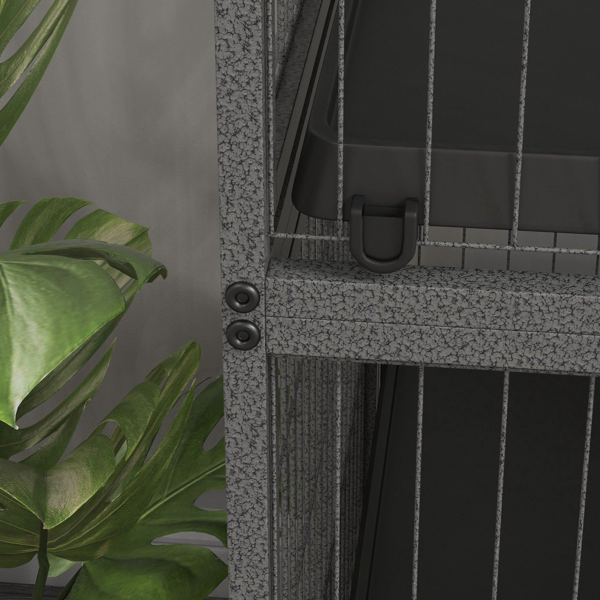 Pawhut Jaula Para Animales Pequeños De 4 Niveles Con Ruedas 80x52x128 Cm Gris_3