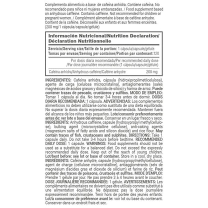 Cafeína Anhidra 200mg - 120 Cápsulas Vegetales - Aporta Energía - Masmusculo_5