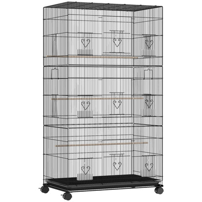 Gaiola Para Pássaros Pawhut Aço, Pp Preto 77x46.5x141 Cm_0