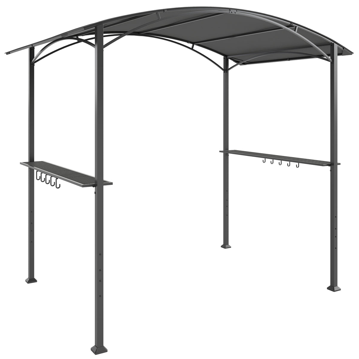 Outsunny Carpa Barbacoa 2,4 X 1,5 M Con 2 Estantes Ganchos Y Estructura De Acero_0