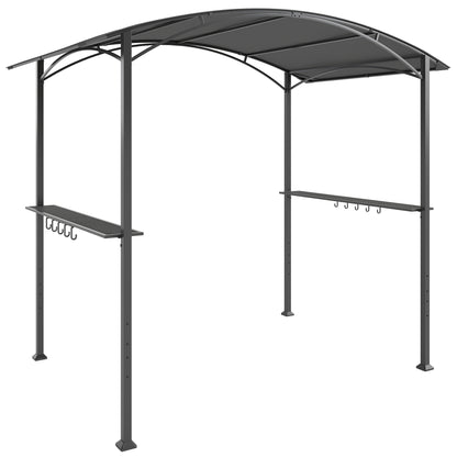 Outsunny Carpa Barbacoa 2,4 X 1,5 M Con 2 Estantes Ganchos Y Estructura De Acero_0