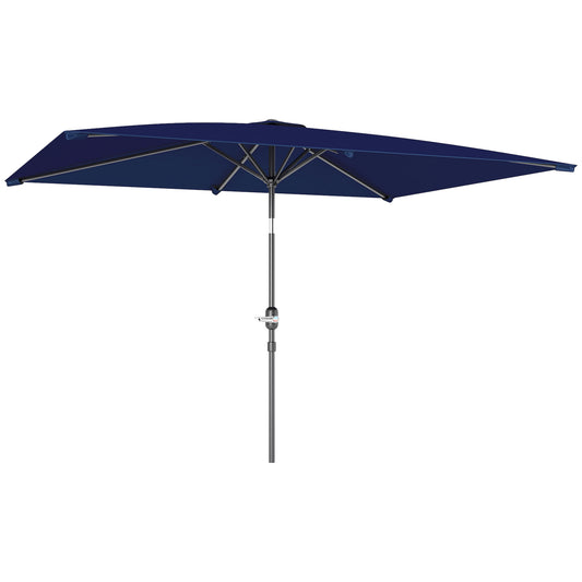 Sombrilla De Jardín Outsunny Aluminio, Poliéster Azul Marino 198x294x255 Cm_0