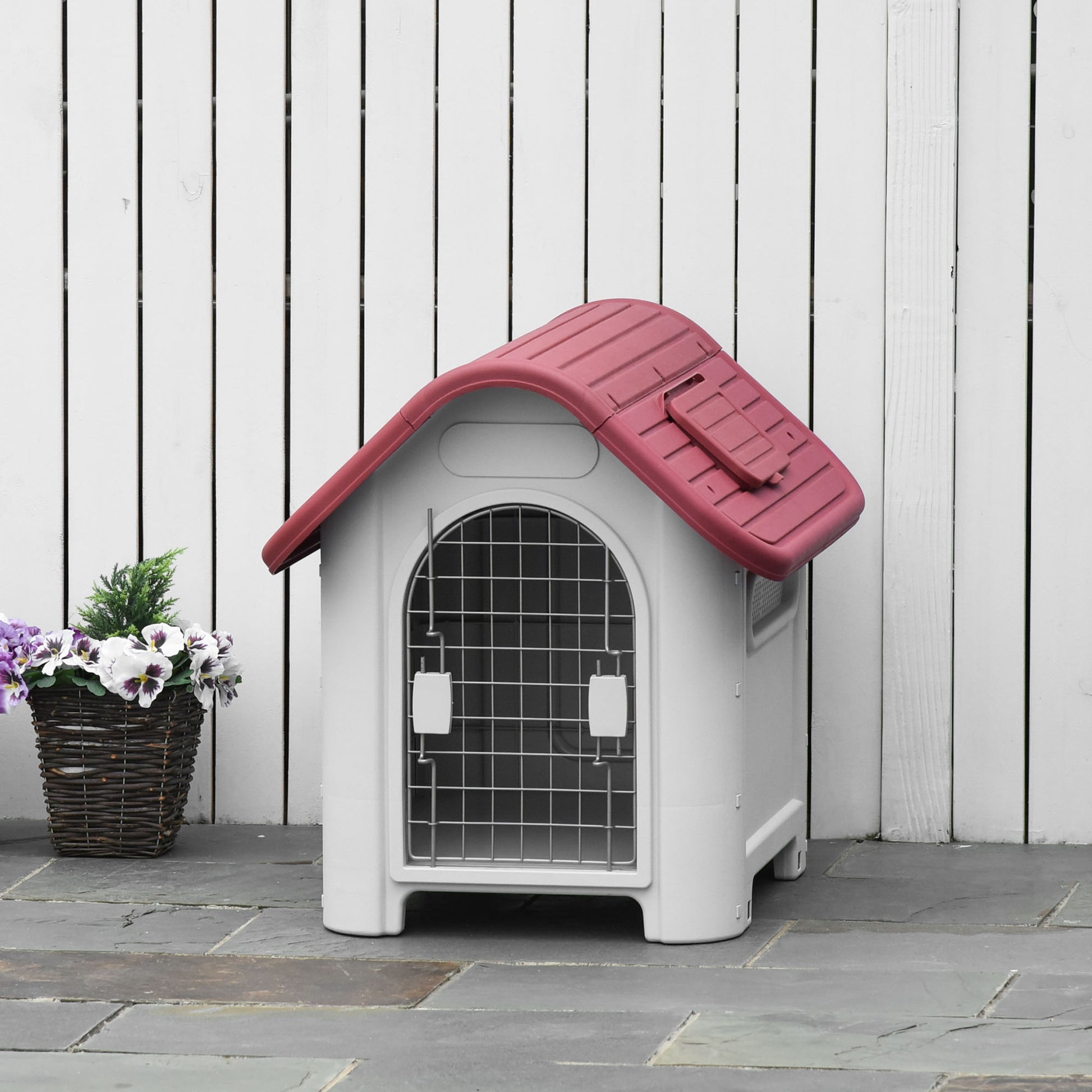 Pawhut Caseta De Perro Con 3 Respiraderos Puerta Ventana Para Jardín Terraza_1