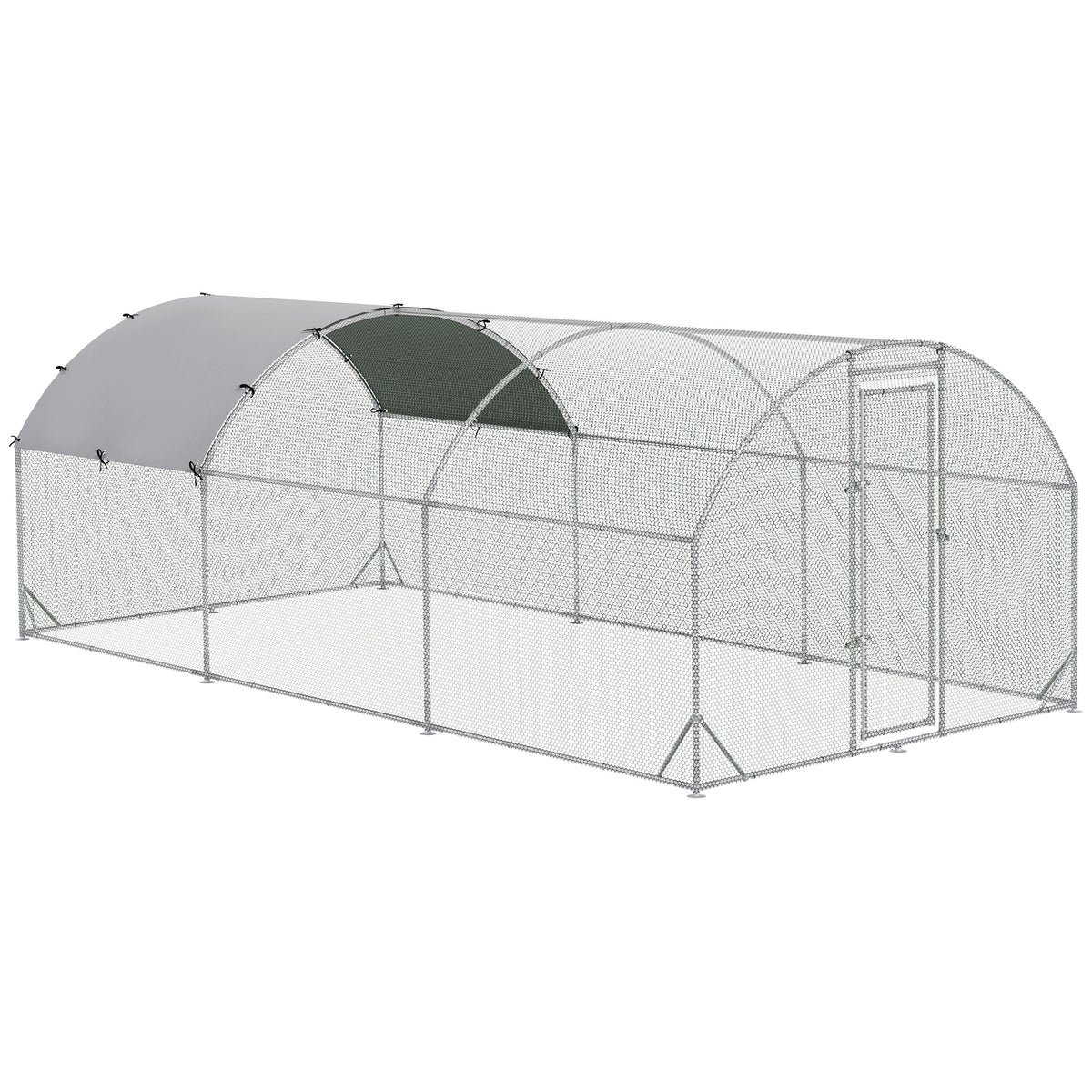 Pawhut Gallinero Para Exterior 5,7x2,8x1,97 M Para 12-18 Gallinas De Acero Galvanizado_0