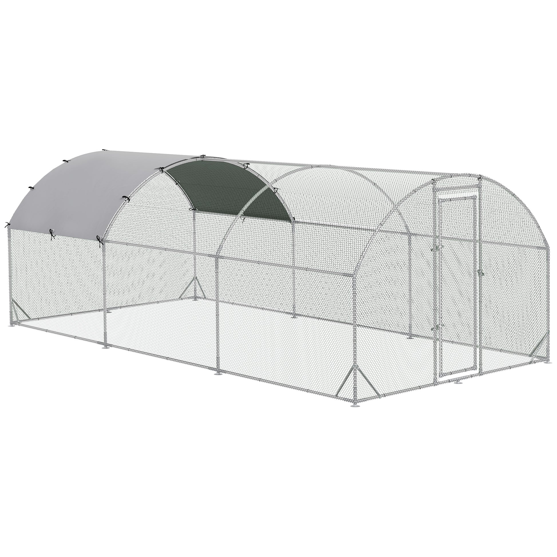 Pawhut Gallinero Para Exterior 5,7x2,8x1,97 M Para 12-18 Gallinas De Acero Galvanizado_0