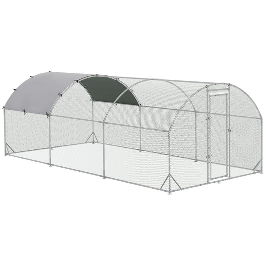 Pawhut Gallinero Para Exterior 5,7x2,8x1,97 M Para 12-18 Gallinas De Acero Galvanizado_0