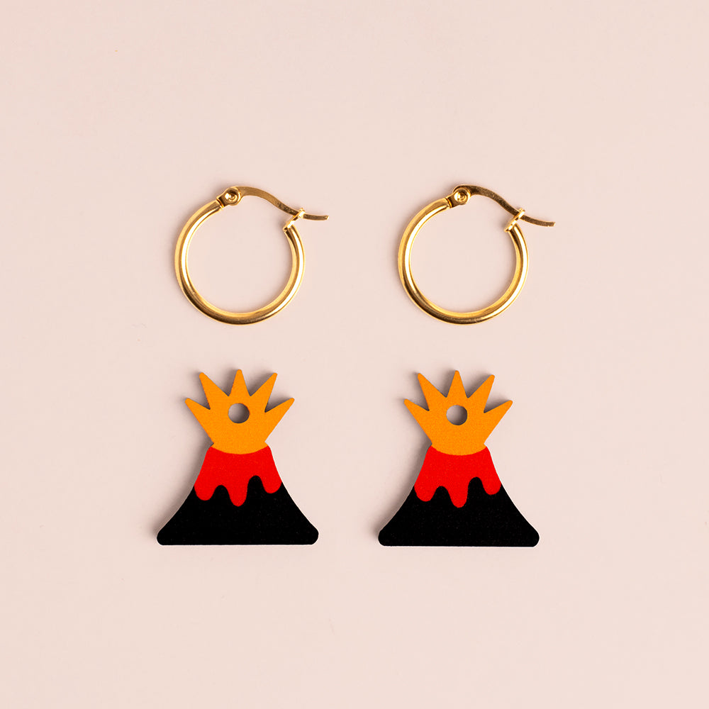 Pendientes Volcán - Aro de Acero Quirúrgico y Bañado en Oro de 18k - Nature Vibes_2