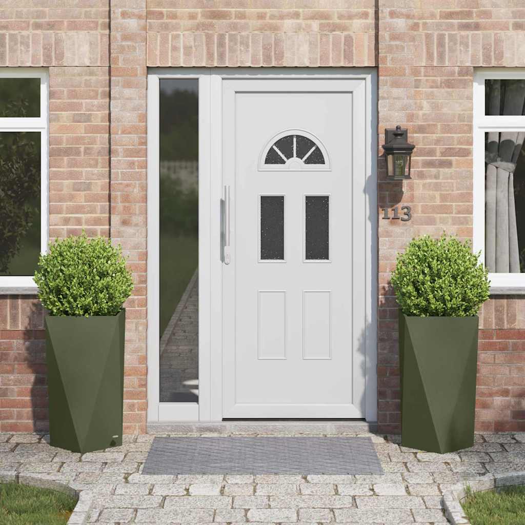 Jardinera 2 Pcs Verde Oliva 40 X 40 X 75 Cm Acero_1