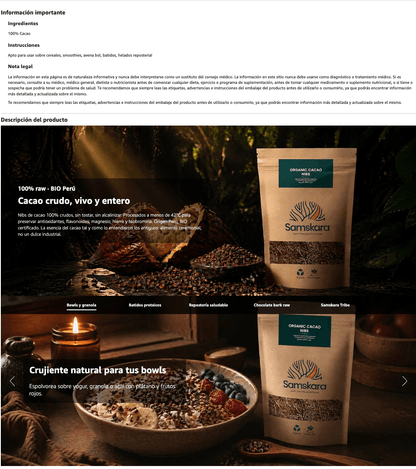 Nibs De Cacao Crudo Bio - 4kg (1kg Envase Retail + 3kg Recarga Envasada Al Vacío) | Cacao Puro Ecológico Vegano_5