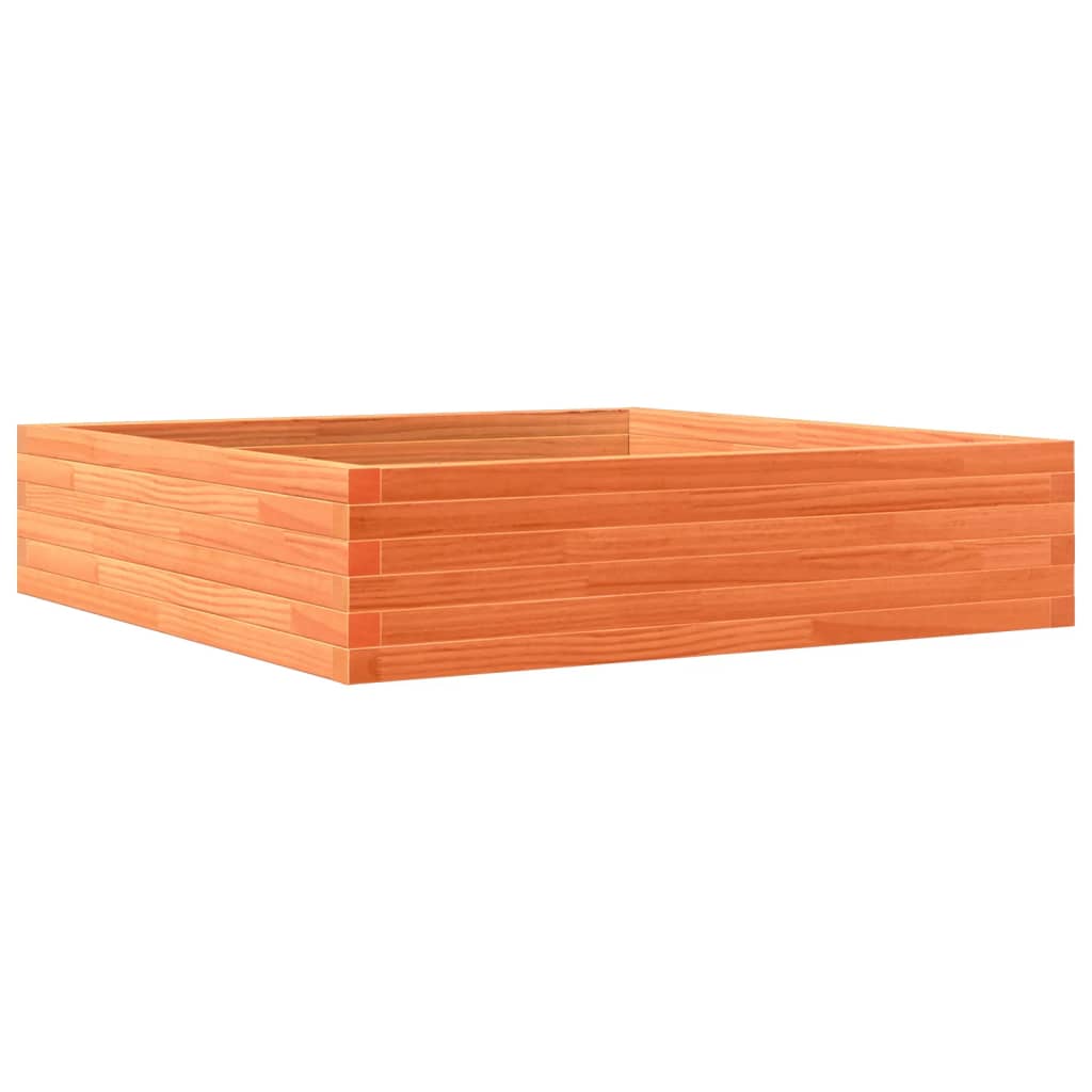 Jardinera De Madera Maciza De Pino Marrón Cera 100x100x23 Cm_0