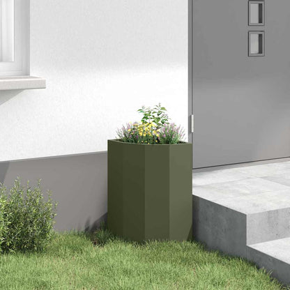 Macetero De Esquina Verde Oliva 30 X 30 X 50 Cm Acero_3