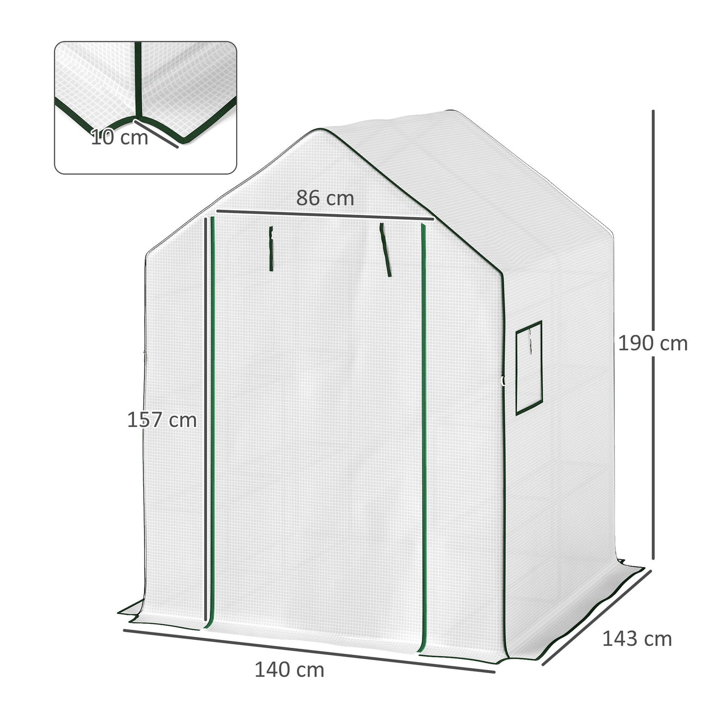 Outsunny Invernadero De Exterior Con 6 Estantes Puerta Enrollable 140x143x190 Cm_2