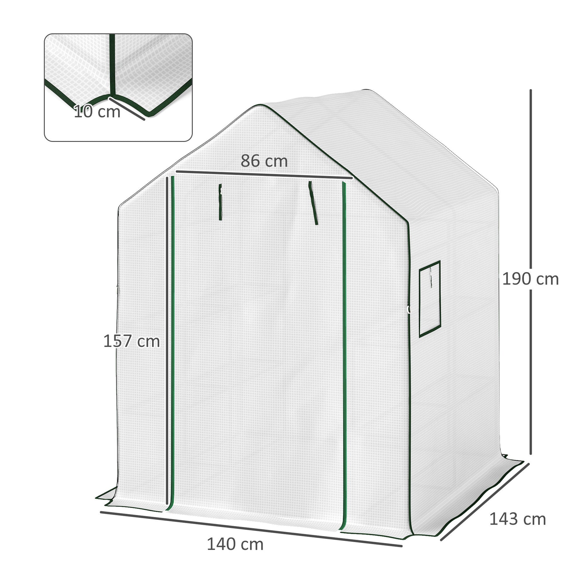 Outsunny Invernadero De Exterior Con 6 Estantes Puerta Enrollable 140x143x190 Cm_2